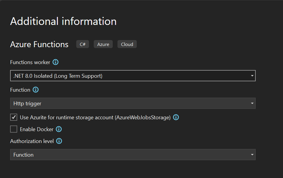 azure functions project create