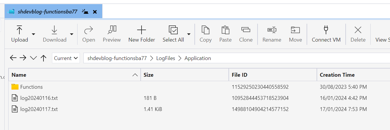 azure functions serilog txt log files