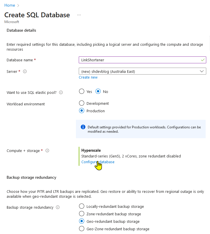 create azure configure compute and storage
