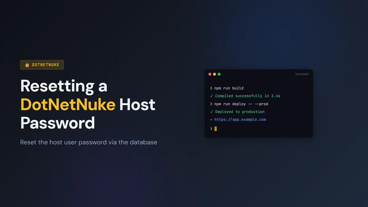 Resetting a DotNetNuke Host user password