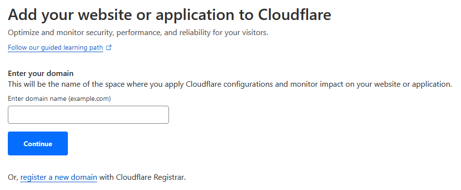 cloudflare add new website