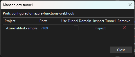 manage dev tunnels